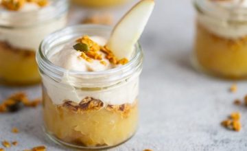 Gingered Apple Sauce with Cashew Cream and Crunchy Granola