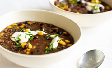 Black Bean Soup with Sour Cream